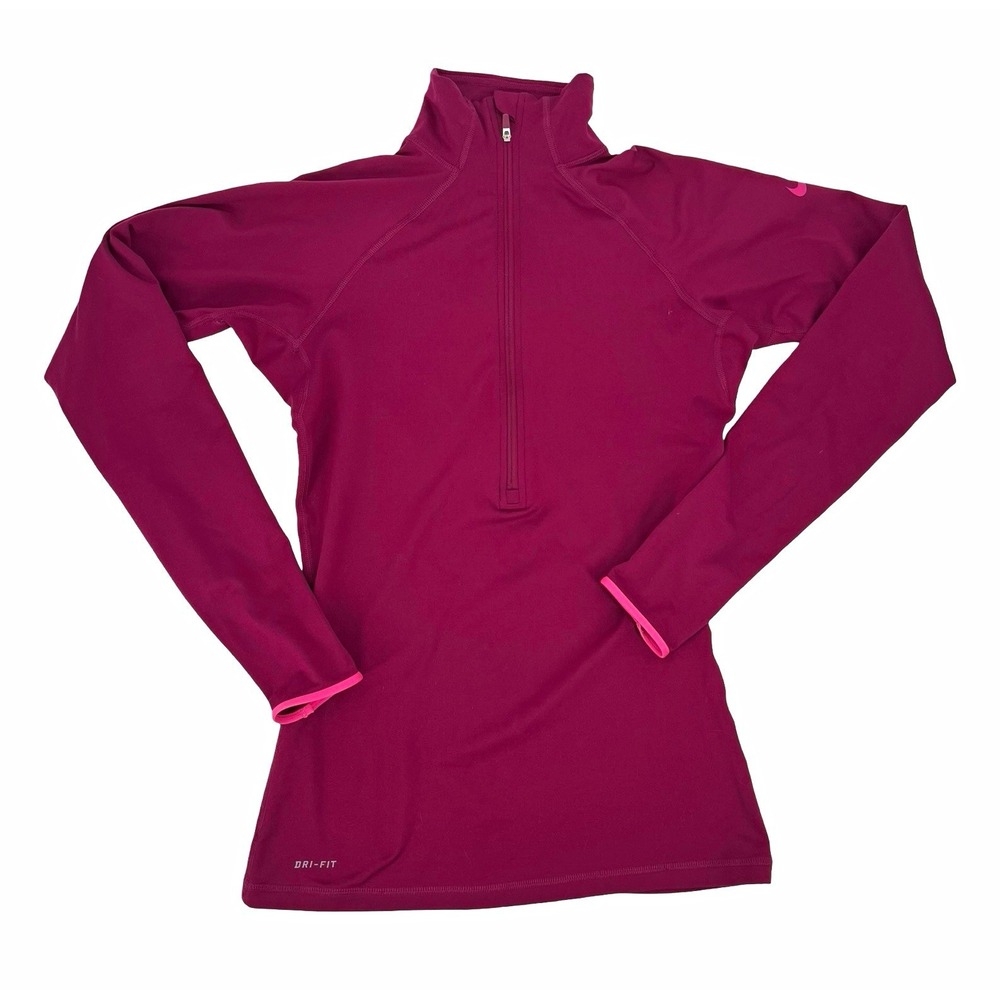 Nike Pro Dri-FIT Women's Purple 1/4 Zip Mock Neck Slim Pullover Size S